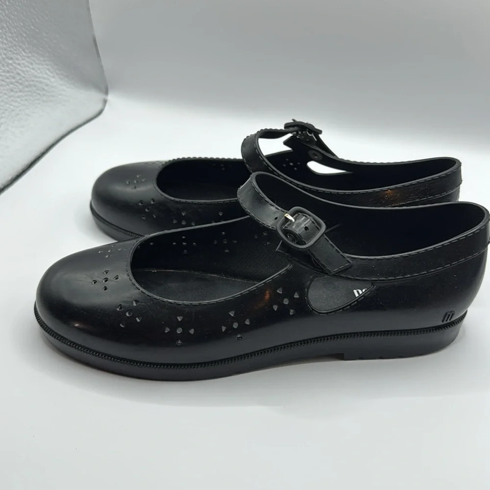 Mini Melissa Black Mary Jane Flats Size 4 Big Kid Jelly Ballet Shoes